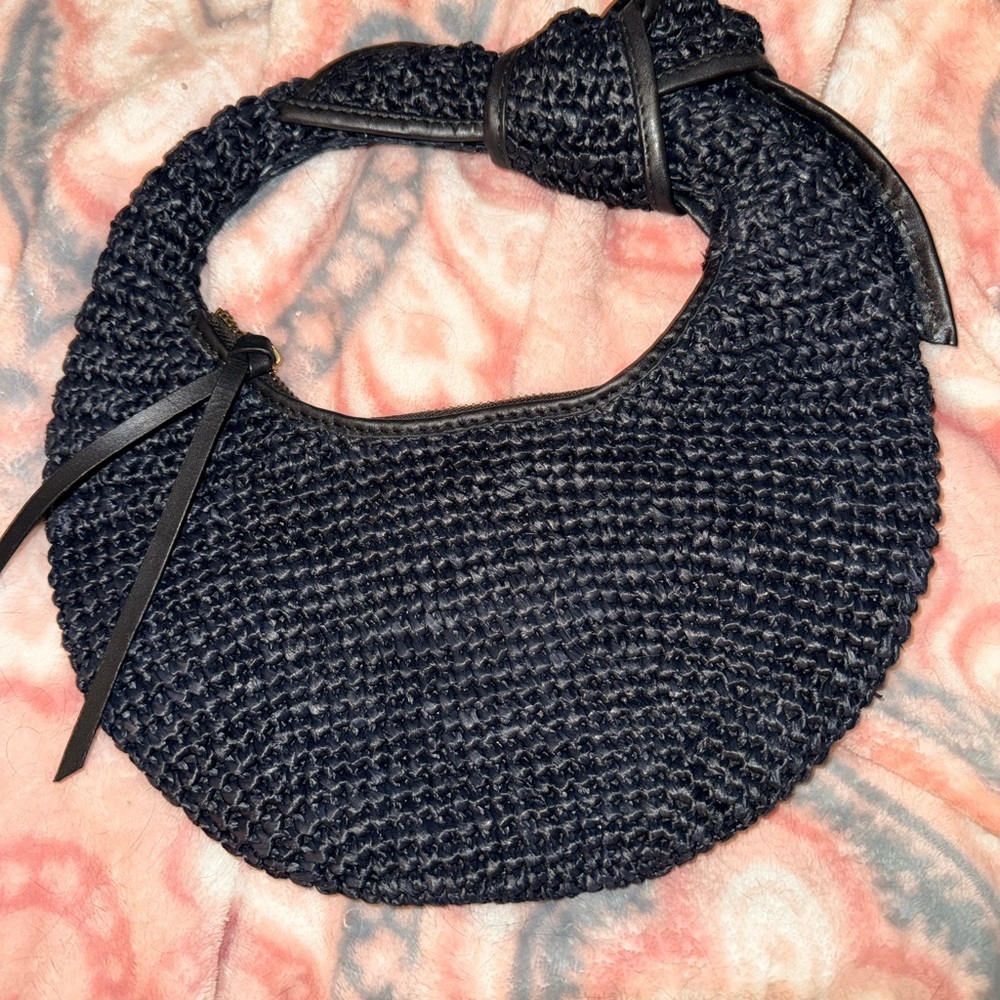 Josie poolside Black Woven Knot Handle Women's Bag - Picture 2 of 5